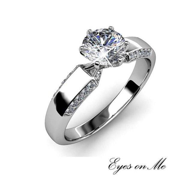 met witgoud vergulde ring met SWAROVSKI elements  (model R0030-WG)