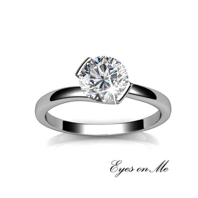 met witgoud vergulde ring met SWAROVSKI elements  (model R0031-WG)