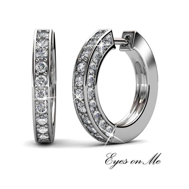 witgoud vergulde oorringen met SWAROVSKI elements  (model E0035-WG)