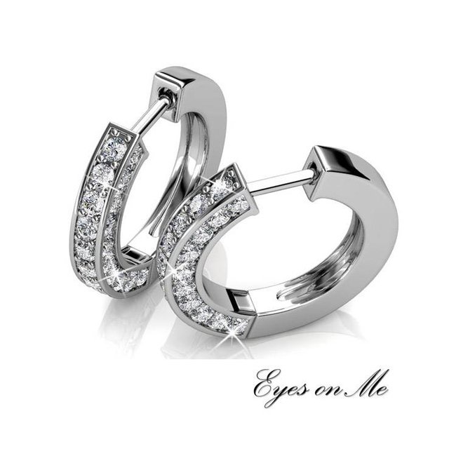 witgoud vergulde oorringen met SWAROVSKI elements  (model E0035-WG)