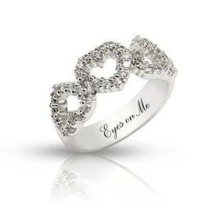 925 zilveren 3 HARTEN RING met 42 kwaliteitsvolle zirconia