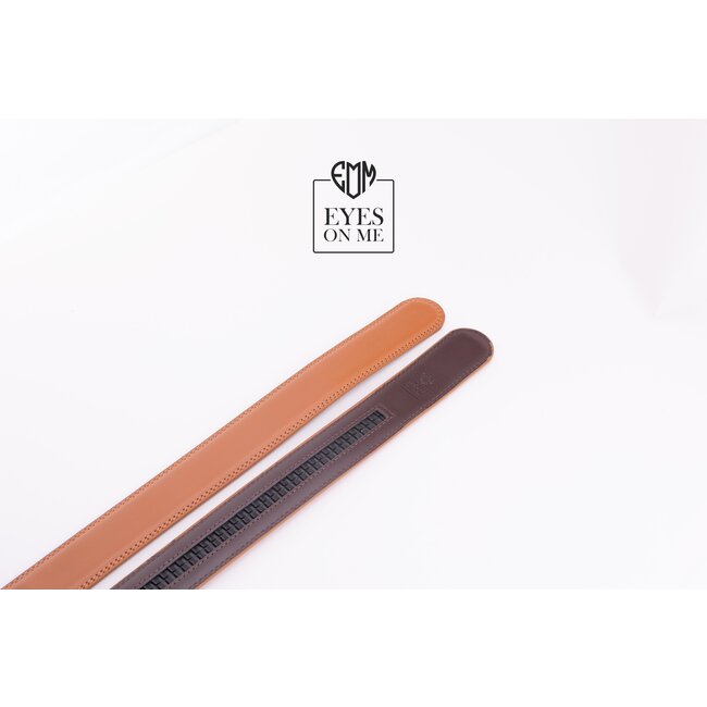 "EYES ON ME" LEDEREN RIEM zonder gaatjes, past bij elke automatische gesp