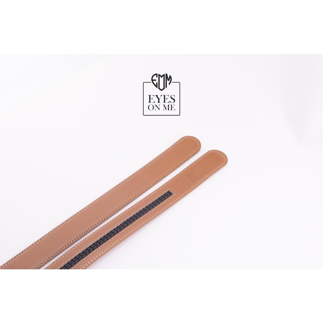 "EYES ON ME" LEDEREN RIEM zonder gaatjes, past bij elke automatische gesp