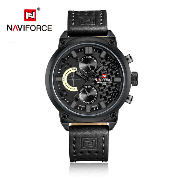 NAVIFORCE horloge met lederen polsband voor heren met stijl ( Model 9068L) )