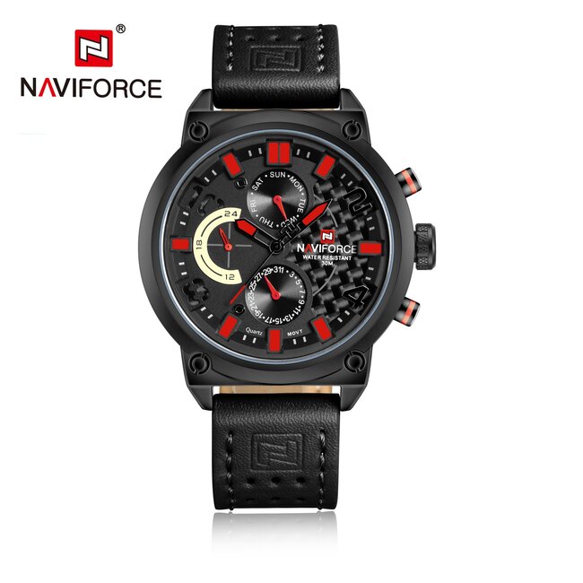 NAVIFORCE horloge met lederen polsband voor heren met stijl ( Model 9068L) )
