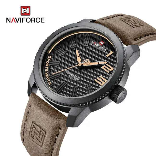 NAVIFORCE horloge met lederen polsband voor heren met stijl (Model 9202L)