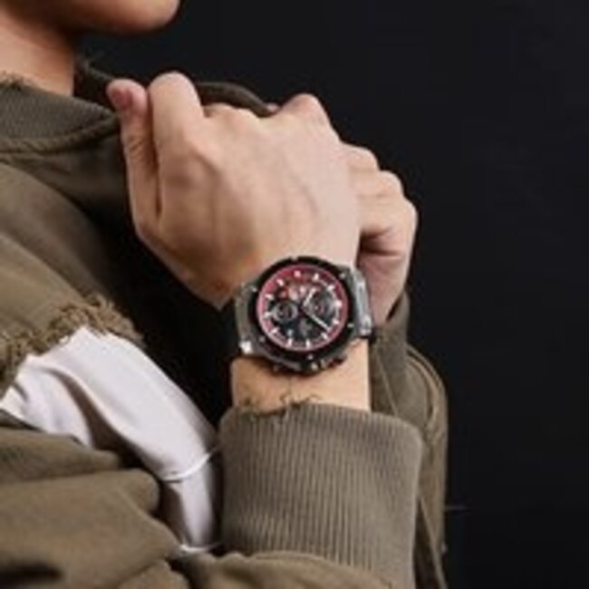 NAVIFORCE horloge met lederen polsband voor heren (Model 8027L)