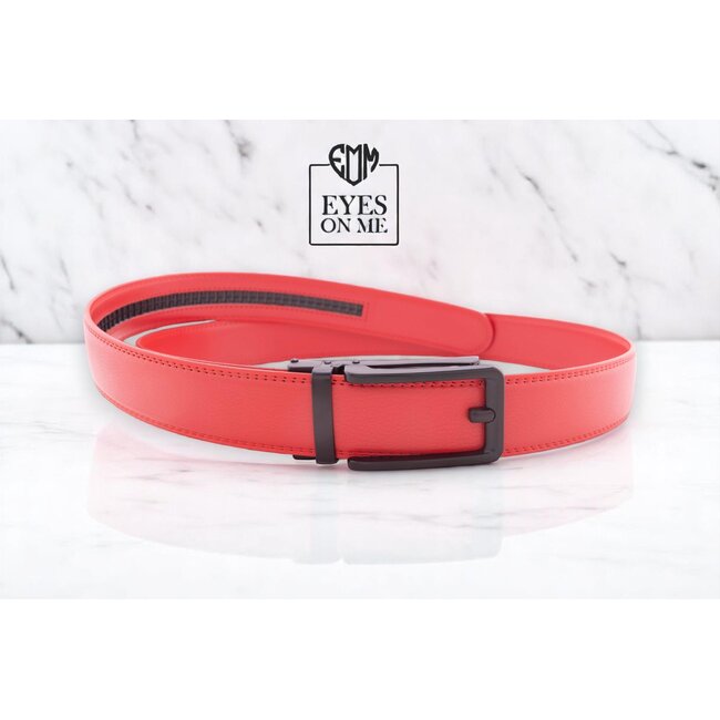 "EYES ON ME" LEDEREN RIEM zonder gaatjes, met automatische gesp    (Model N076)