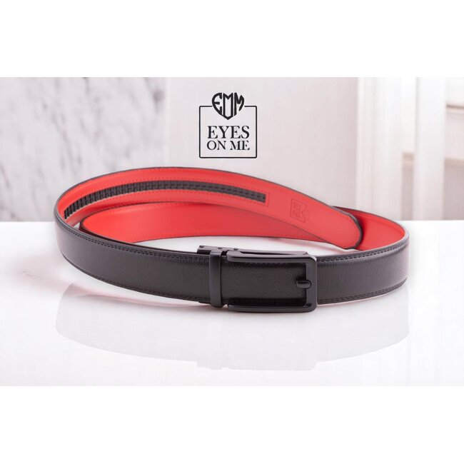 "EYES ON ME" LEDEREN RIEM zonder gaatjes, met automatische gesp    (Model N076)