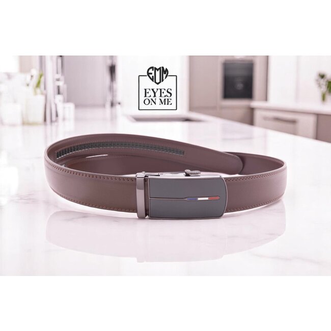 "EYES ON ME" LEDEREN RIEM zonder gaatjes, met automatische gesp ( model N097 )