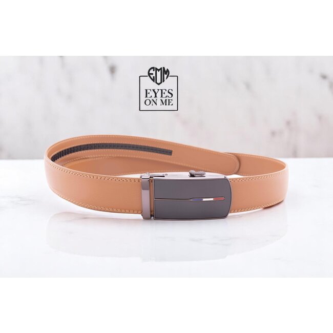 "EYES ON ME" LEDEREN RIEM zonder gaatjes, met automatische gesp ( model N097 )