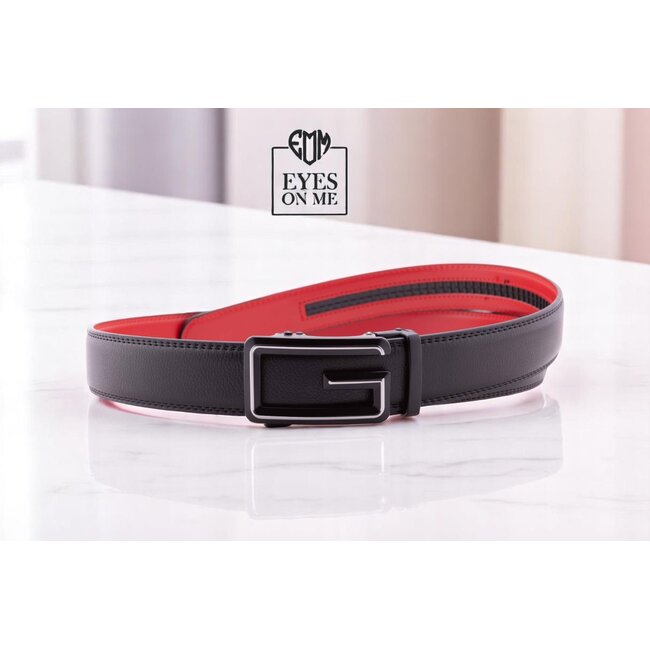 "EYES ON ME" LEDEREN RIEM zonder gaatjes, met automatische gesp (model L185)