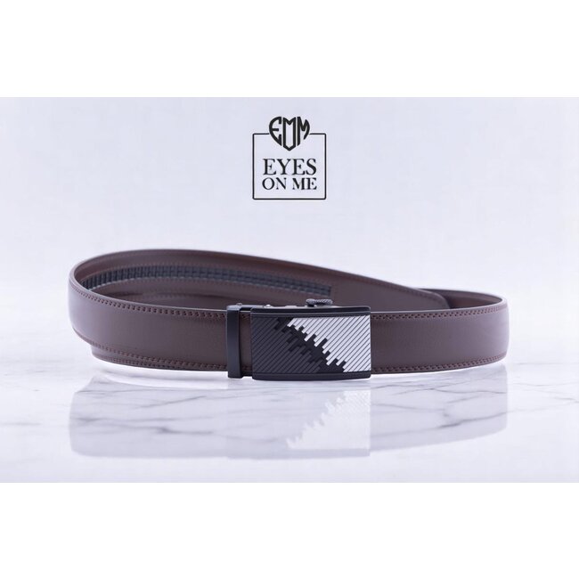 "EYES ON ME" LEDEREN RIEM zonder gaatjes, met automatische gesp (Model 42)