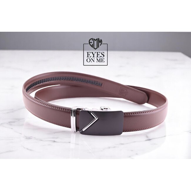 "EYES ON ME"  LEDEREN RIEM zonder gaatjes, met automatische gesp (Model N177)