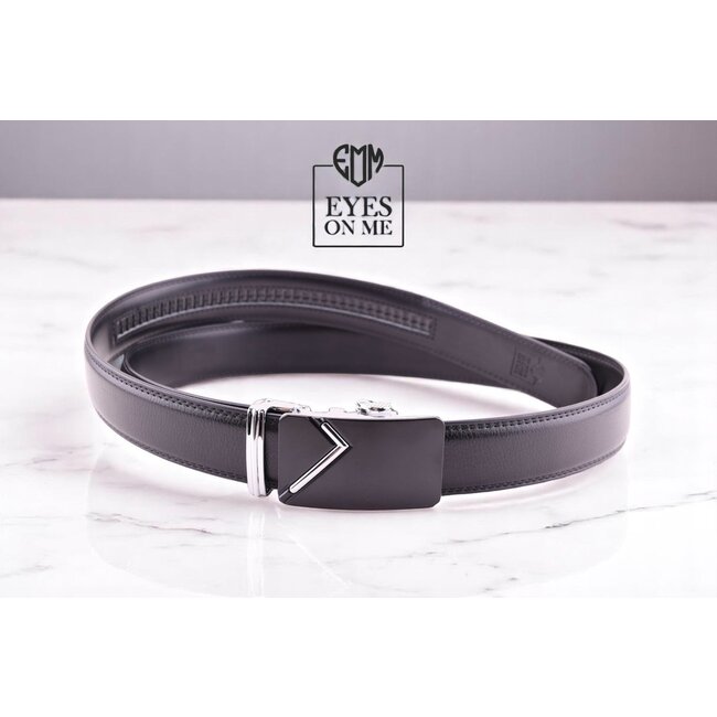 "EYES ON ME"  LEDEREN RIEM zonder gaatjes, met automatische gesp (Model N177)