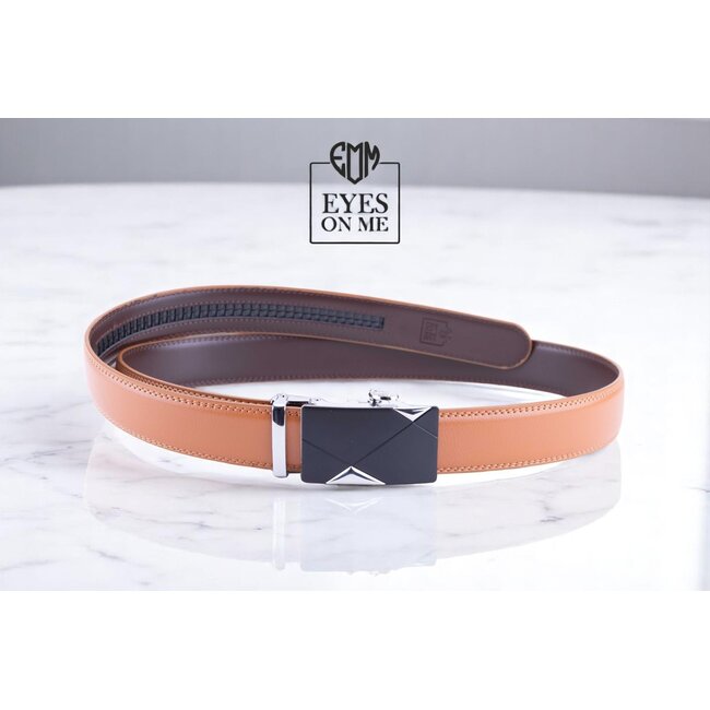 "EYES ON ME" LEDEREN RIEM zonder gaatje, met automatische gesp (Model 23)