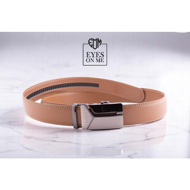 "EYES ON ME" LEDEREN RIEM zonder gaatjes, met automatische gesp (Model 37)
