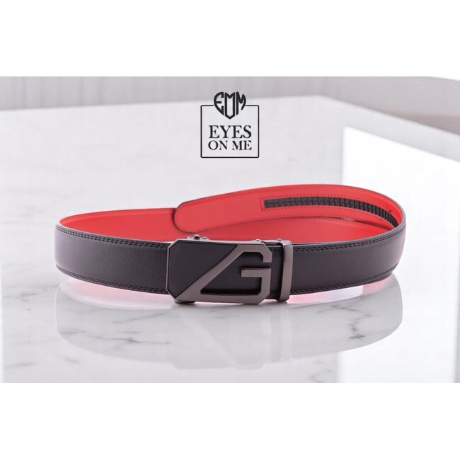 "EYES ON ME" LEDEREN RIEM zonder gaatjes, met automatische gesp (Model N165)