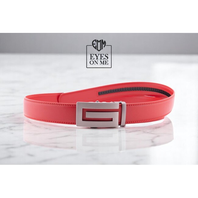 "EYES ON ME" LEDEREN RIEM zonder gaatjes, met automatische gesp (Model L061)