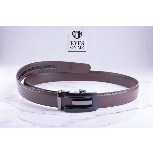 "EYES ON ME" LEDEREN RIEM zonder gaatjes, met automatische gesp (Model N035)