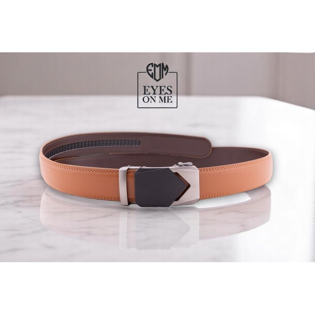 "EYES ON ME" LEDEREN RIEM zonder gaatjes, met automatische gesp (Model N040)