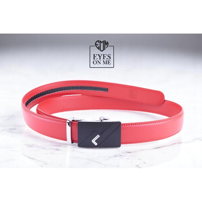 "EYES ON ME" LEDEREN RIEM zonder gaatjes, met automatische gesp (Model C009)