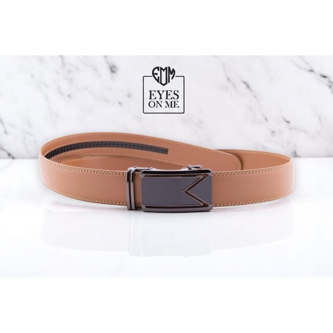 "EYES ON ME" LEDEREN RIEM zonder gaatjes, met automatische gesp (Model L003)