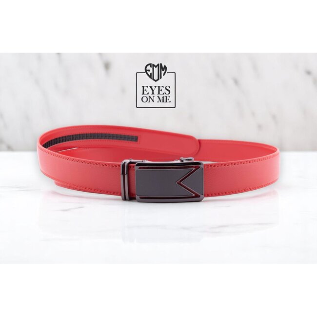 "EYES ON ME" LEDEREN RIEM zonder gaatjes, met automatische gesp (Model L003)
