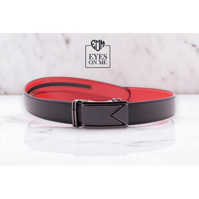 "EYES ON ME" LEDEREN RIEM zonder gaatjes, met automatische gesp (Model L003)