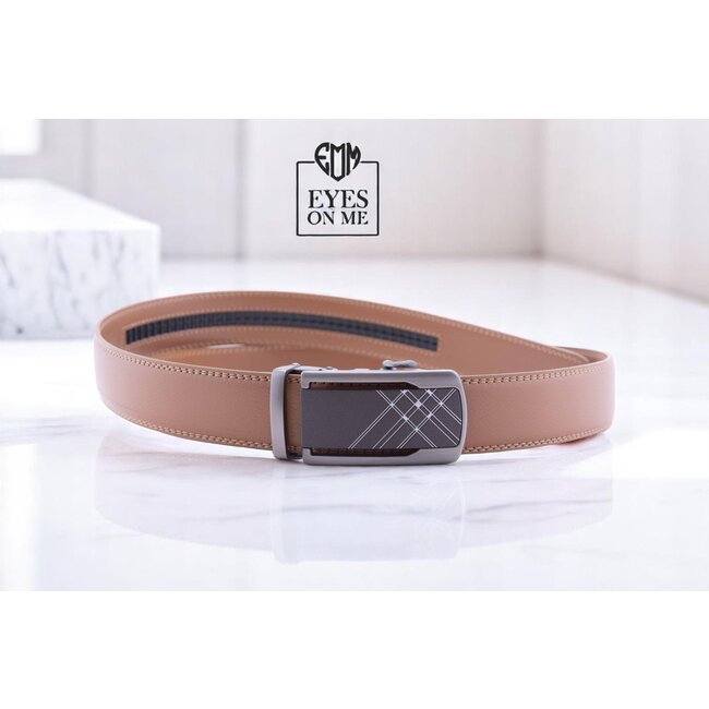 "EYES ON ME" LEDEREN RIEM zonder gaatjes, met automatische gesp (model N081)