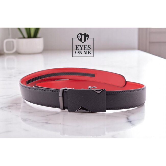 "EYES ON ME" LEDEREN RIEM zonder gaatjes, met automatische gesp (Model A010)