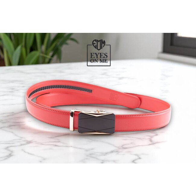 "EYES ON ME" LEDEREN RIEM zonder gaatjes, met automatische gesp ( model  A024)