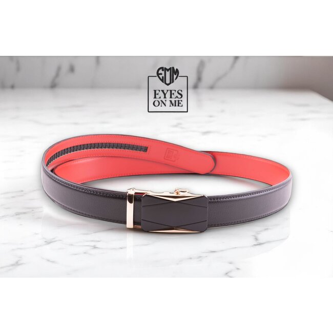 "EYES ON ME" LEDEREN RIEM zonder gaatjes, met automatische gesp ( model  A024)