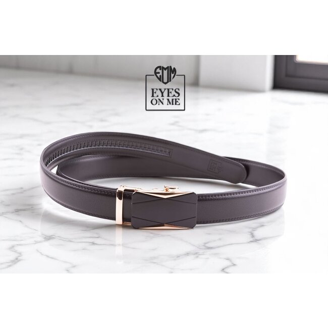 "EYES ON ME" LEDEREN RIEM zonder gaatjes, met automatische gesp ( model  A024)