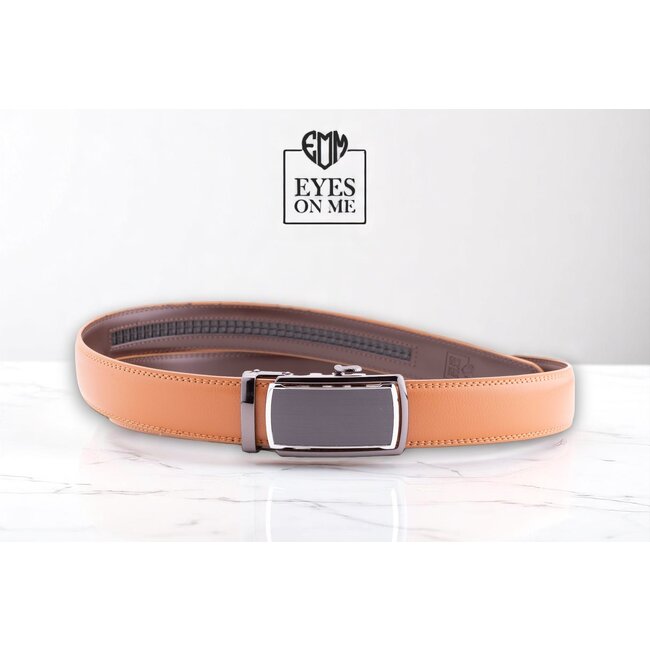 "EYES ON ME" LEDEREN RIEM zonder gaatjes, met automatische gesp ( model  L031)