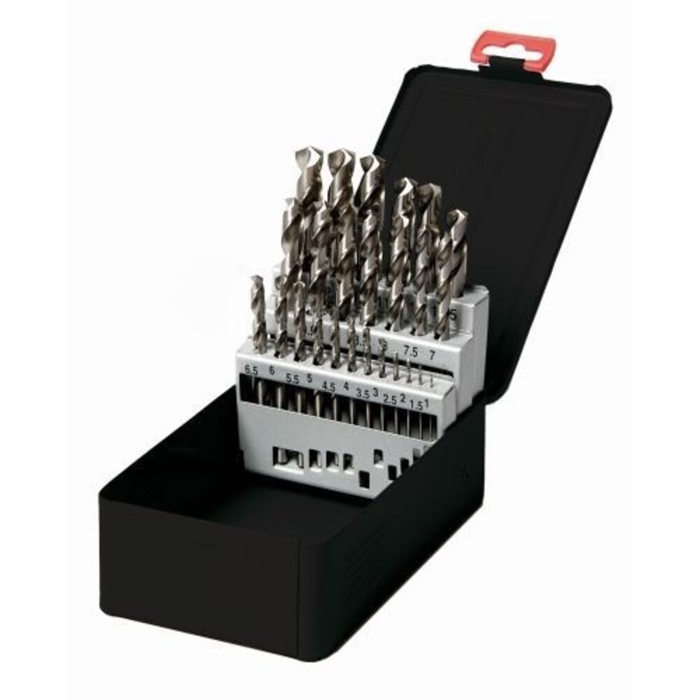 Labor borenset titanium 25-delig | 1.0 mm t/m 13.0 mm per halve mm oplopend | stevige metalen kist