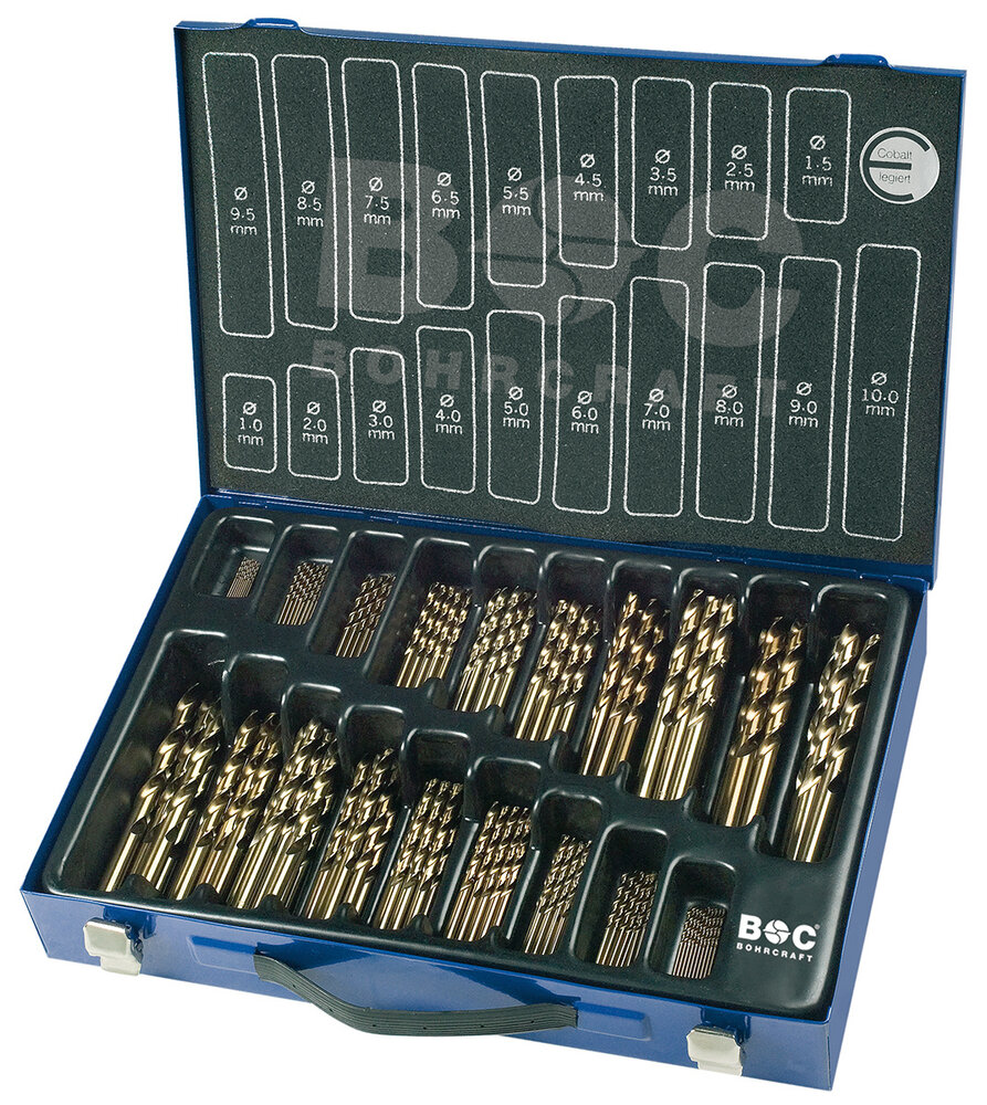 Bohrcraft Bohrcraft HSS-E Co5 spiraalborenset DIN 338 1-10 mm 170-delig Bohrcraft Bohrcraft HSS-E Co5 spiraalborenset DIN 338 1-10 mm 170-delig