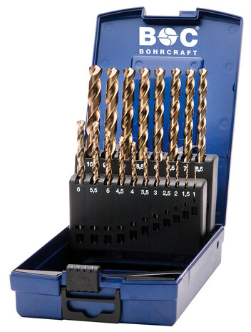Bohrcraft Bohrcraft HSS-E Co5 spiraalborenset DIN 338 1-10 mm 19-delig Bohrcraft Bohrcraft HSS-E Co5 spiraalborenset DIN 338 1-10 mm 19-delig