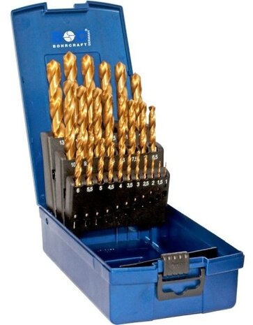 Bohrcraft Bohrcraft HSS-G TiN spiraalborenset DIN 338 1-13 mm 25-delig Bohrcraft Bohrcraft HSS-G TiN spiraalborenset DIN 338 1-13 mm 25-delig