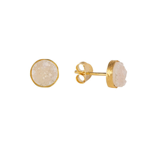 Marissa Eykenloof Gouden knopjes met witte druzy Marissa Eykenloof Gouden knopjes met witte druzy