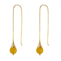 Gold earring with Yellow chalcedony
