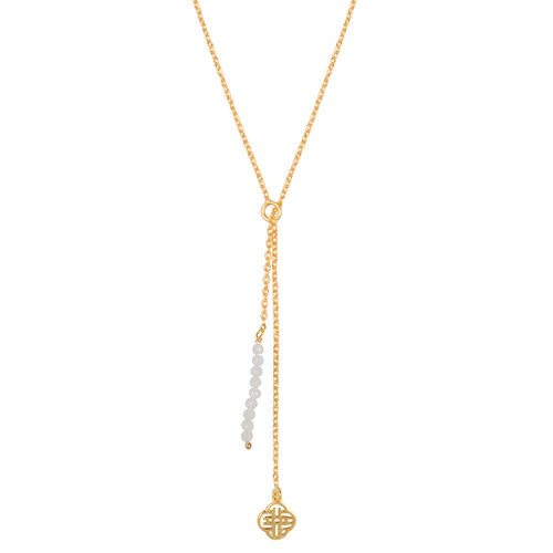 Marissa Eykenloof Gouden ketting met maansteen kralen Marissa Eykenloof Gouden ketting met maansteen kralen