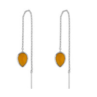 Silver earring with Yellow chalcedony