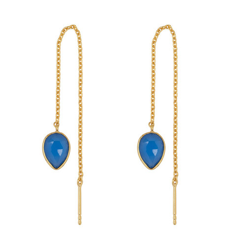 Marissa Eykenloof Gouden oorbel met blauwe chalcedony Marissa Eykenloof Gouden oorbel met blauwe chalcedony