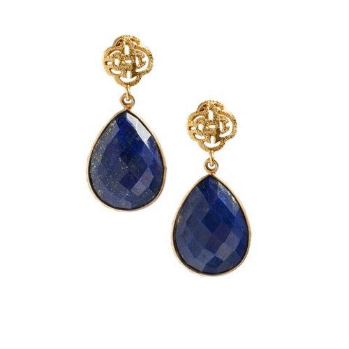 Marissa Eykenloof Logo stud earring gold with Lapis Lazuli Marissa Eykenloof Logo stud earring gold with Lapis Lazuli