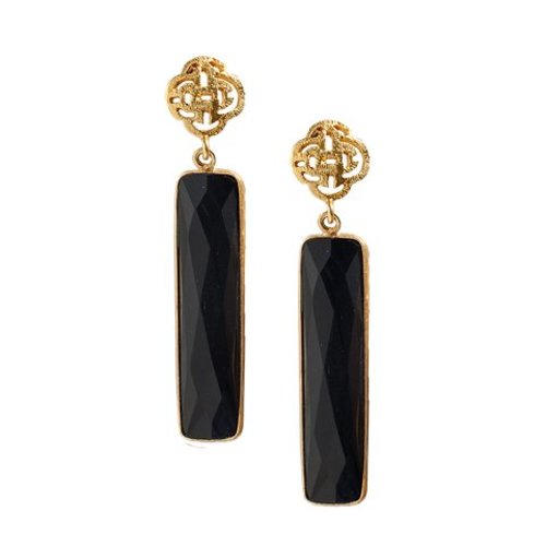 Marissa Eykenloof Logo stud earring gold with black Onyx Marissa Eykenloof Logo stud earring gold with black Onyx