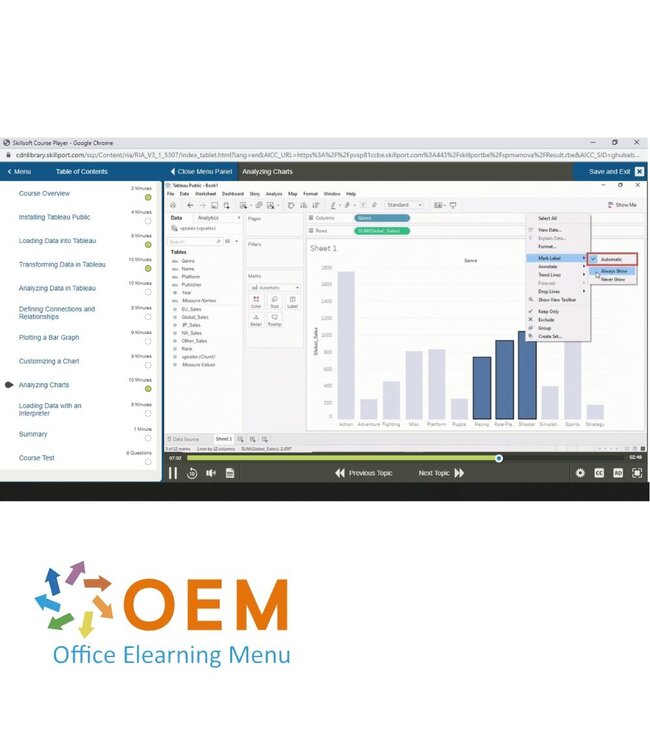 Tableau Tableau for Data Visualization Training