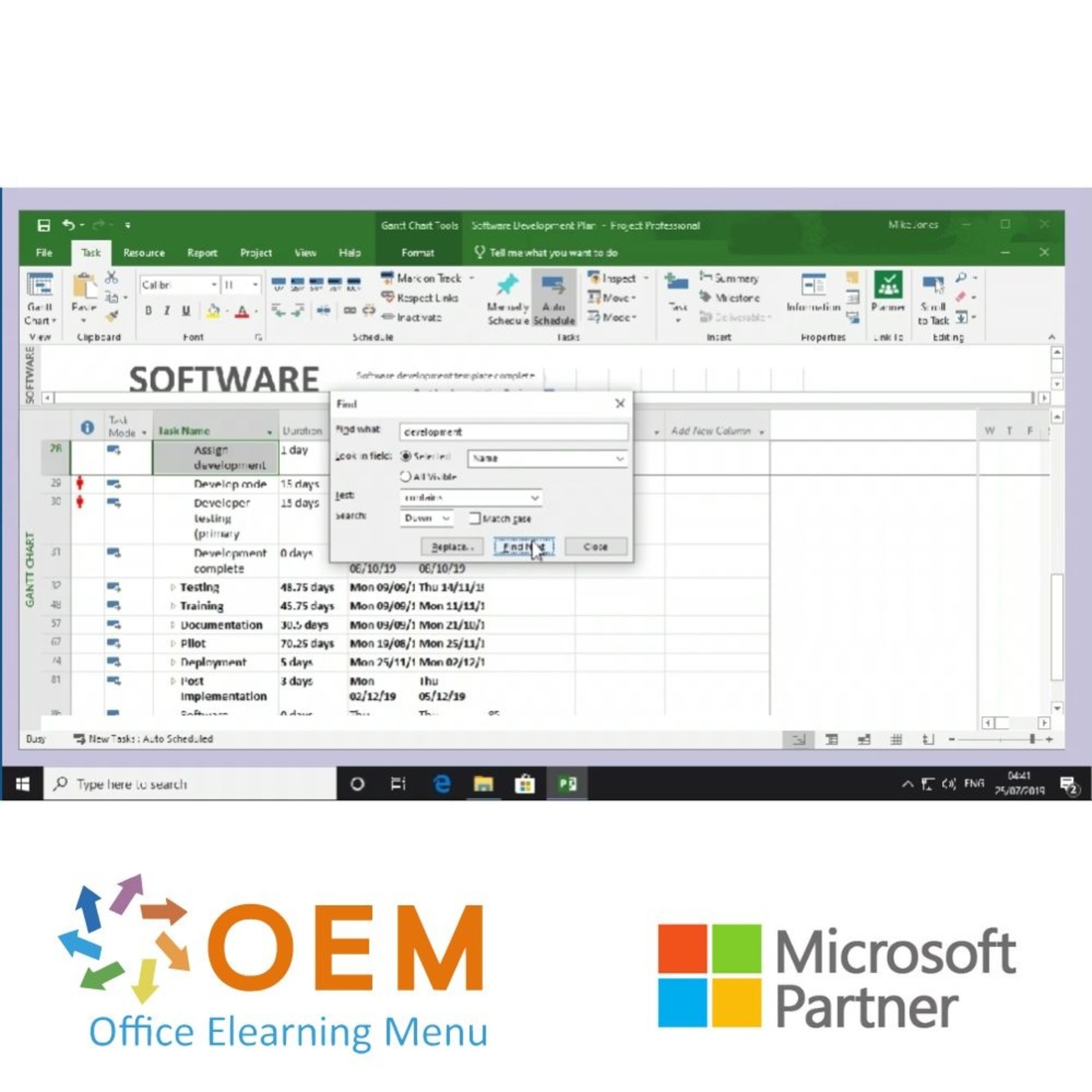 Microsoft Project Project 2019 Cursus Basis Gevorderd E-Learning