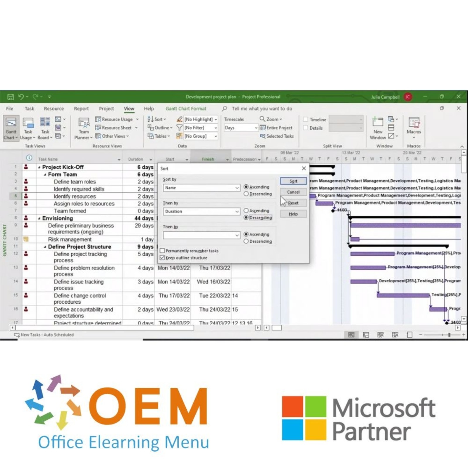 Microsoft Project Project 2022 Cursus E-Learning