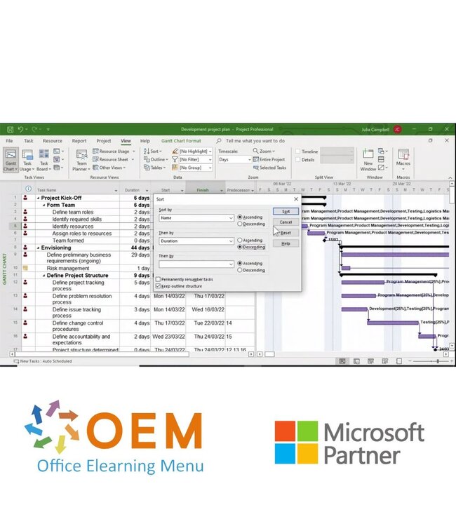 Microsoft Project 2022 Course E-Learning